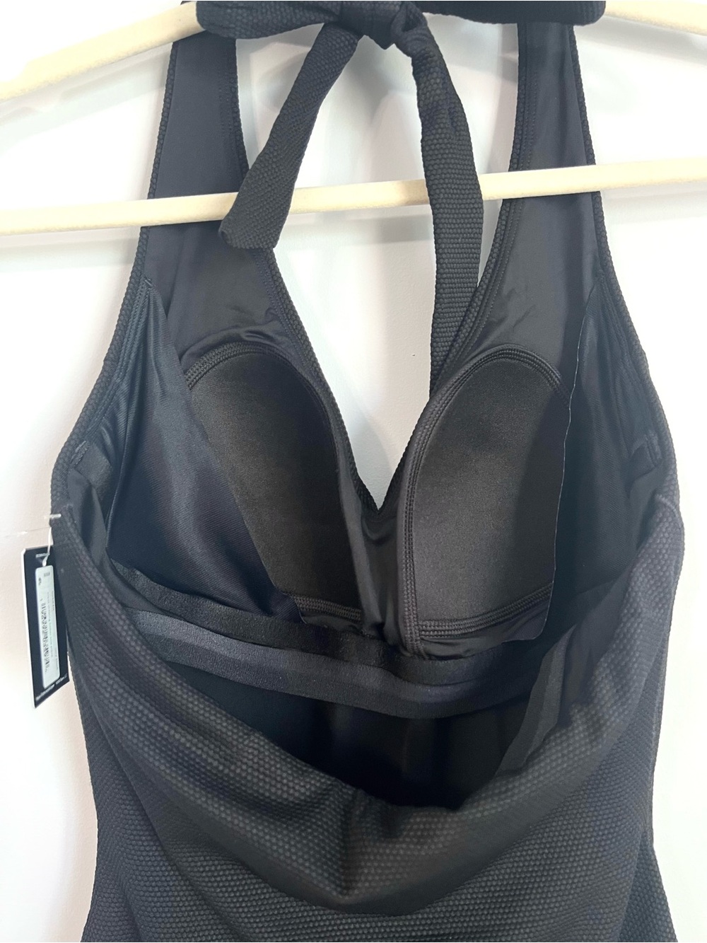 SPANX Piqué Shaping Halter One Piece Swimsuit | Black | Medium - Picture 5 of 9